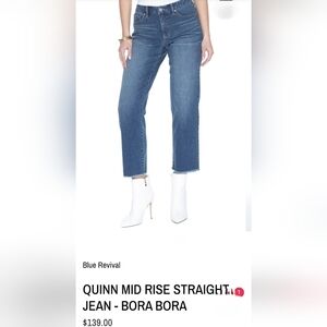 Blue Revival Women's Quinn Midrise Straight Blue Jeans, Sz 29